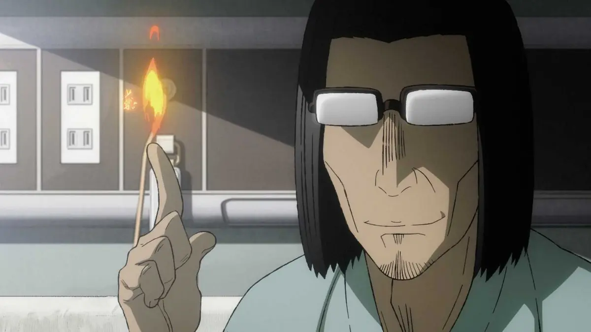 Ojisan from Uncle From Another World lighting a flame with his finger