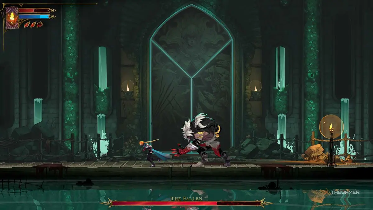 A player beating The Fallen boss and unlocking the tarot card in Castlevania: Belmont's Curse.