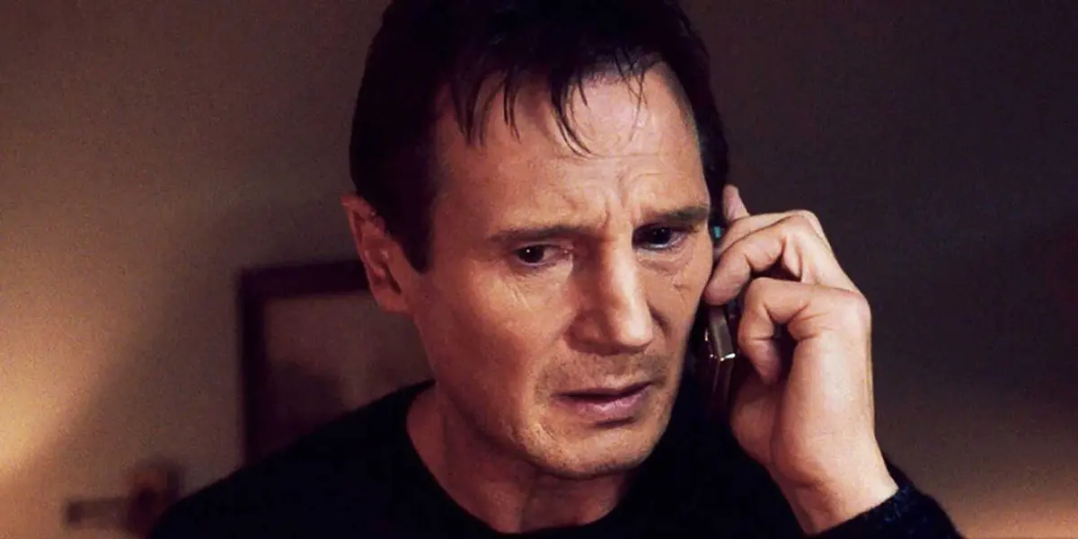 Liam Neeson on the phone to kidnappers in Taken