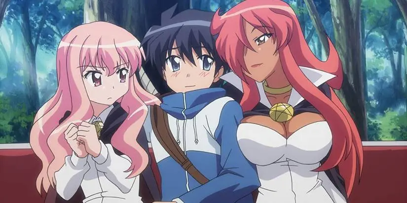 Louise, Saito, and Kirche in The Familiar of Zero