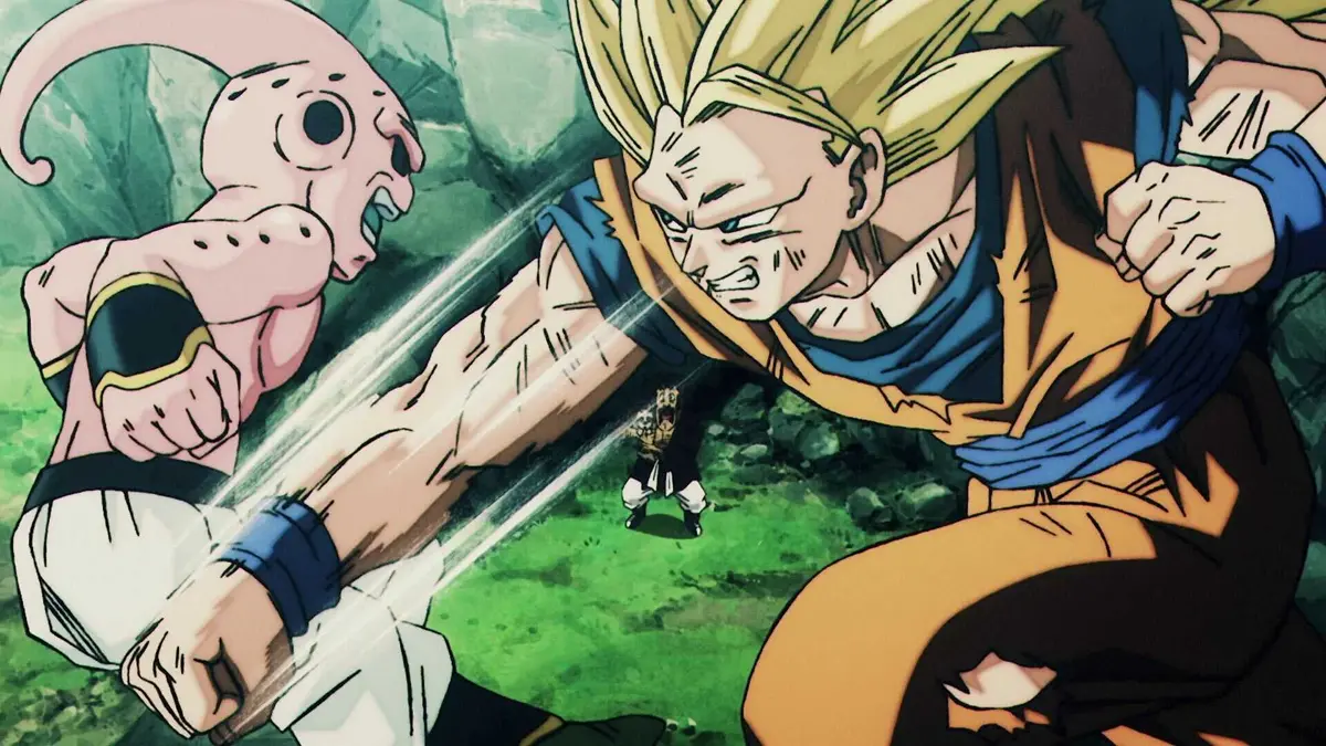 Kid Buu Vs Super Saiyan 3 Goku in Dragon Ball Super: Beerus Episode 1