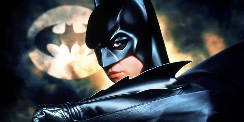 Val Kilmer at Batman in front of the Bat Signal in Batman Forever