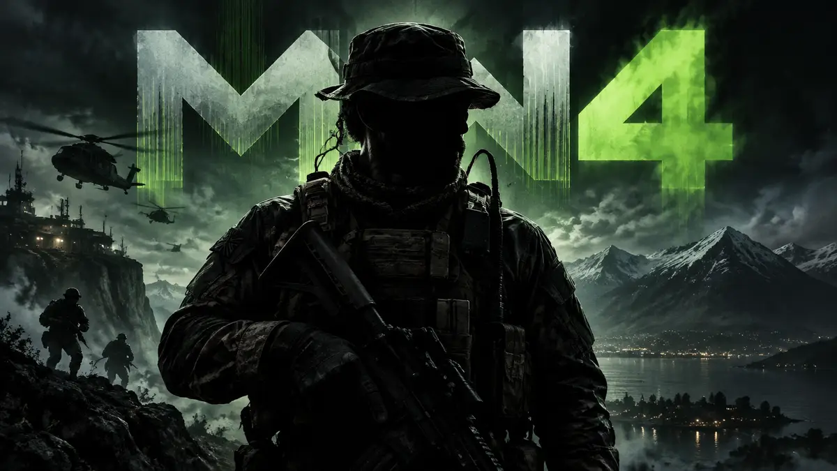 Капитан Прайс в тактическом снаряжении на тёмном фоне под логотипом Call of Duty: Modern Warfare 4