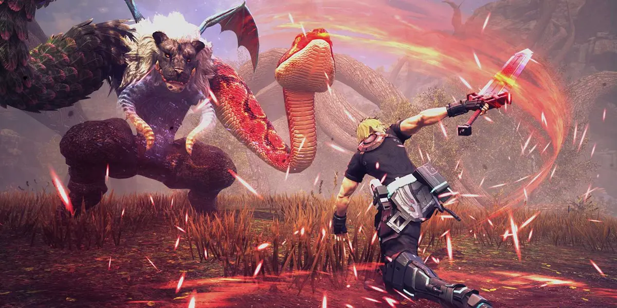 Star Ocean The Divine Force protagonist Raymond fighting an enemy