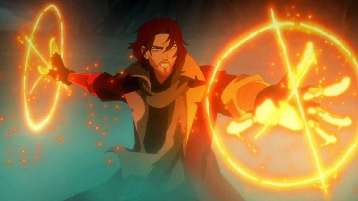 Caleb wielding fire magic in The Mighty Nein