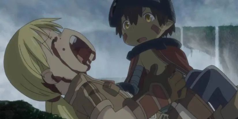 Reg prevents a bleeding Riko from dying in Made in Abyss.