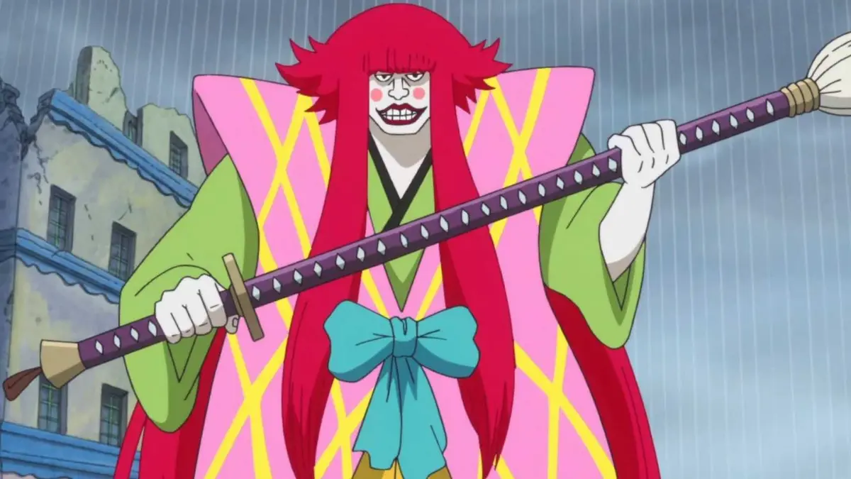 Kanjuro holding a paint brush in One Piece
