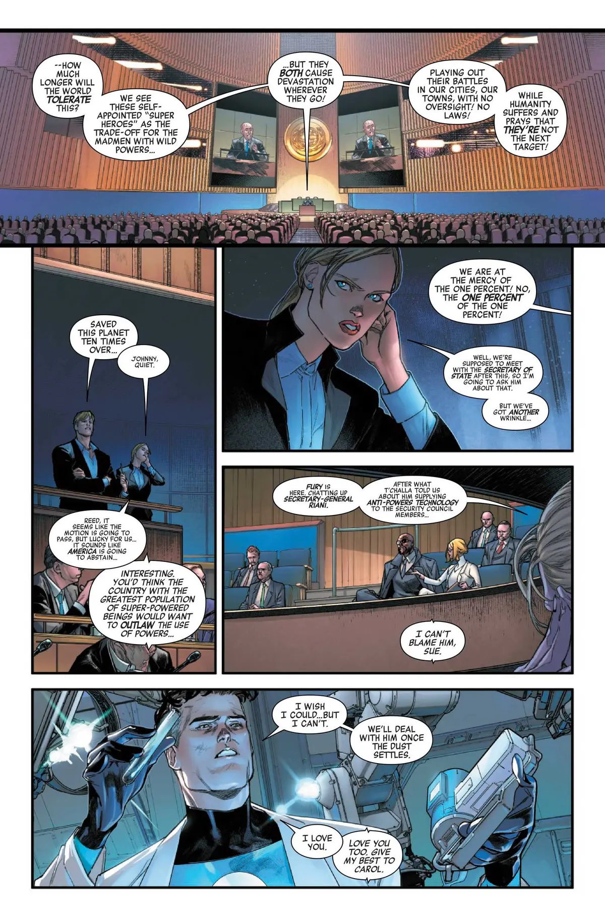 The United Nations discuss superheroes in Avengers Armageddon #5