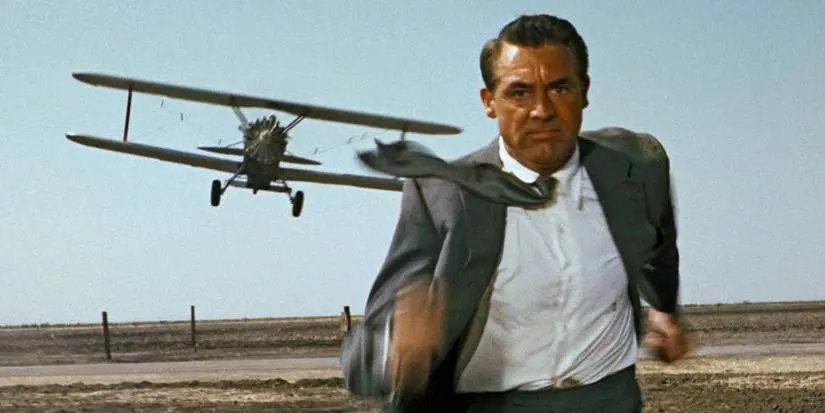 Cary Grant flees from a plane in North by Northwest