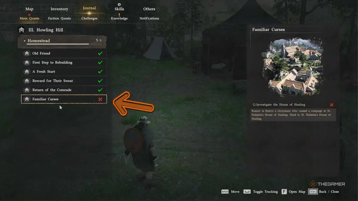 Crimson Desert getting the familiar curses quest in the menu,.