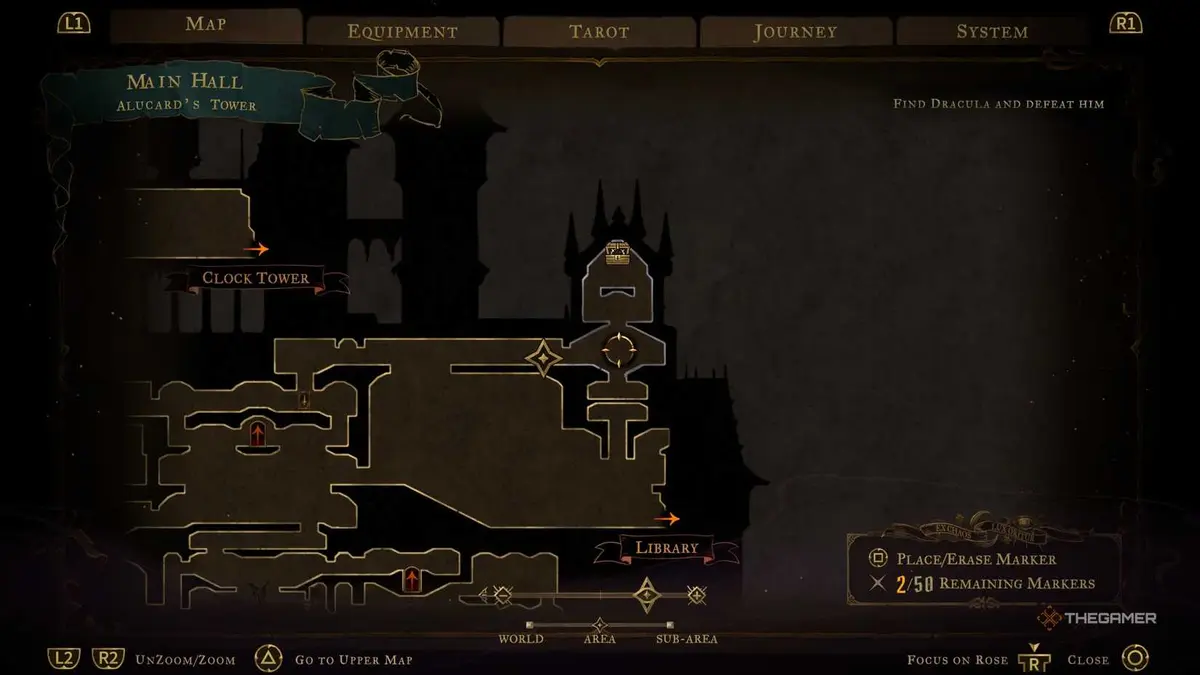 Alucard's Tower on the Castlevania: Belmont's Curse map.