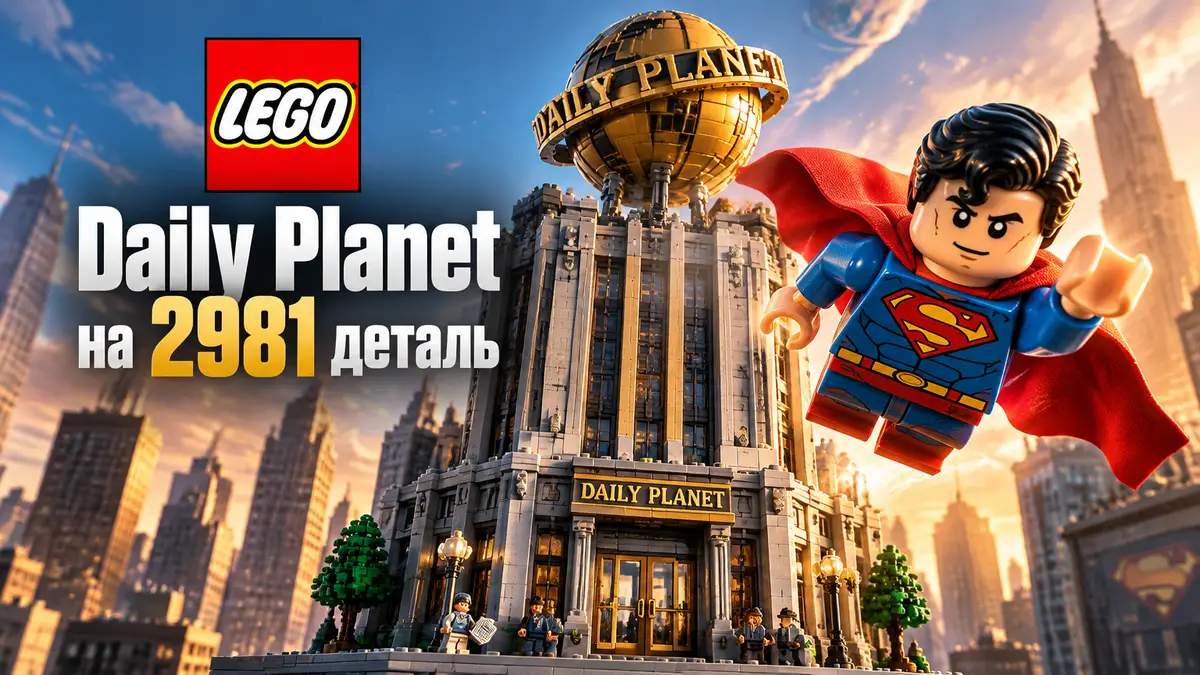 Набор LEGO The Daily Planet: модульное здание с золотым глобусом на крыше и минифигурка Супермена