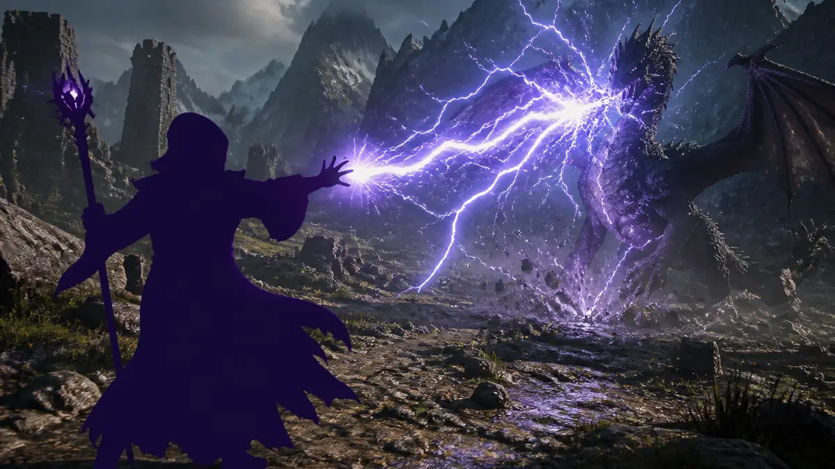 Колдун кастует электрическое заклинание в Dragon's Dogma 2
