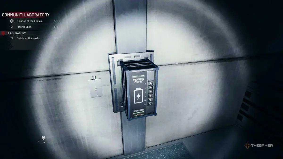 Crime Scene Cleaner power core in the wall.