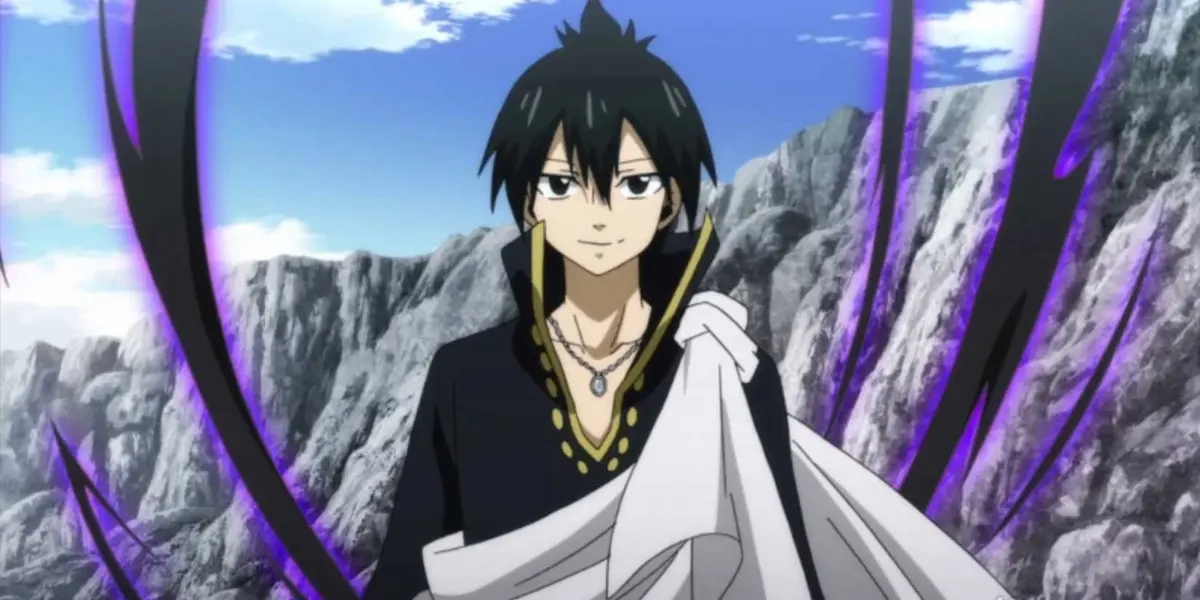 Zeref smiles after nullifying a spell with his Ankhseram Black Magic in Fairy Tail
