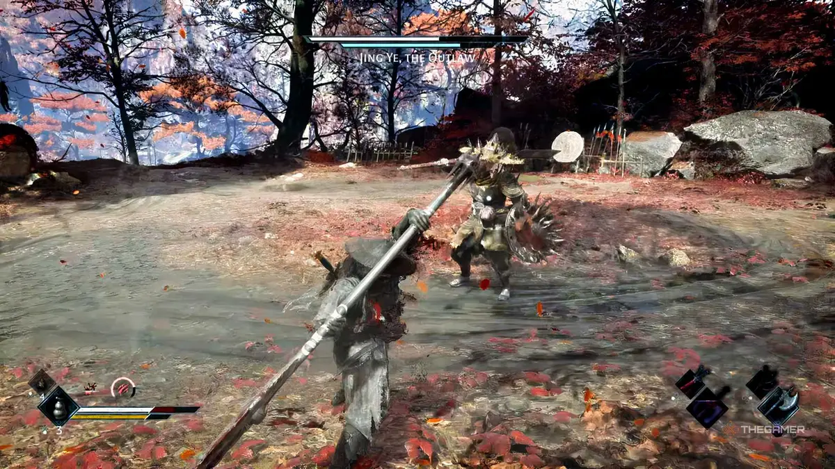 Soul is using the Dread Axe against Jing Ye in Phantom Blade Zero.