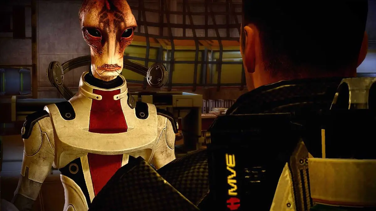 Talking to Mordin in Mass Effect 2 (2010)