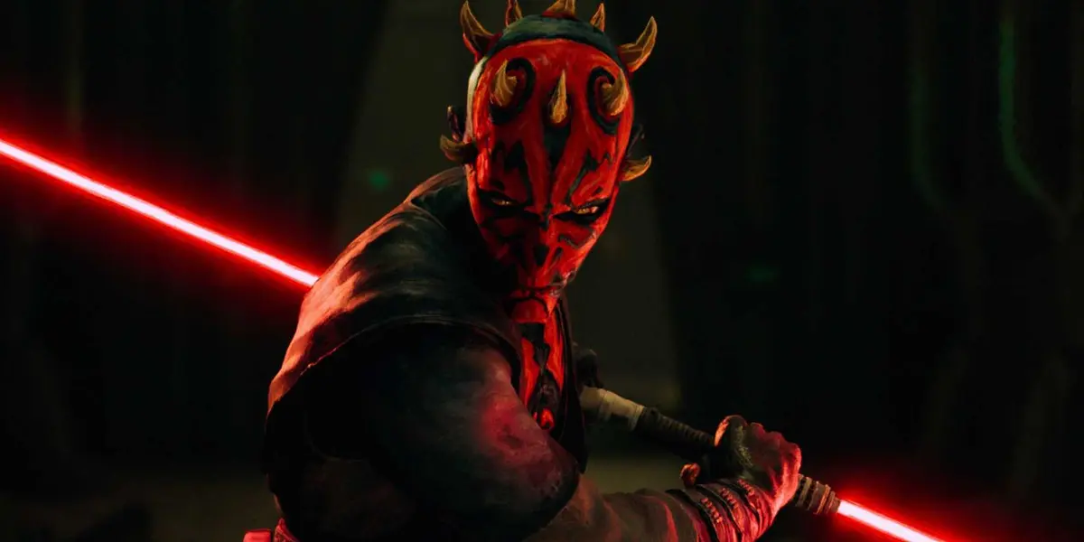 Maul holding his red lightsaber looking menacing in Shadow Lord