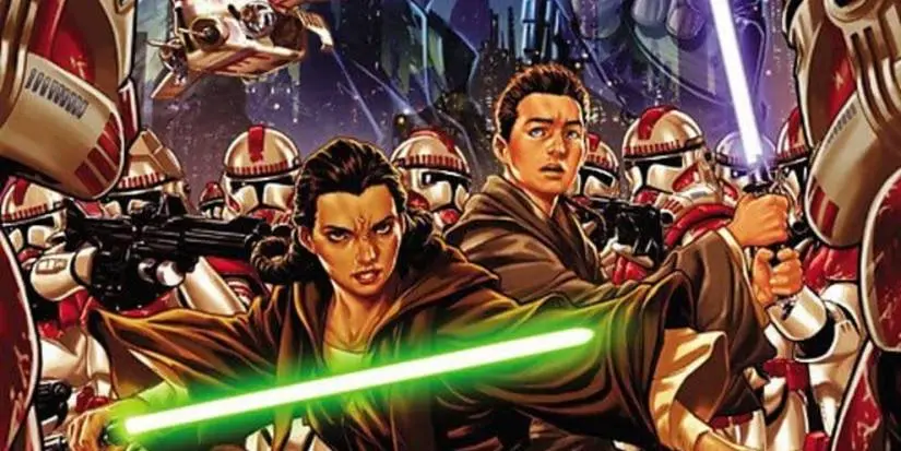 Kanan and his Jedi Master being swarmed by Clone Troopers in The Last Padawan.