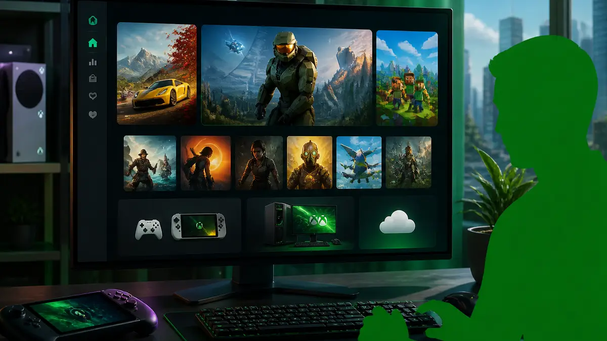 Интерфейс обновленного приложения Xbox на рабочем столе Windows 11
