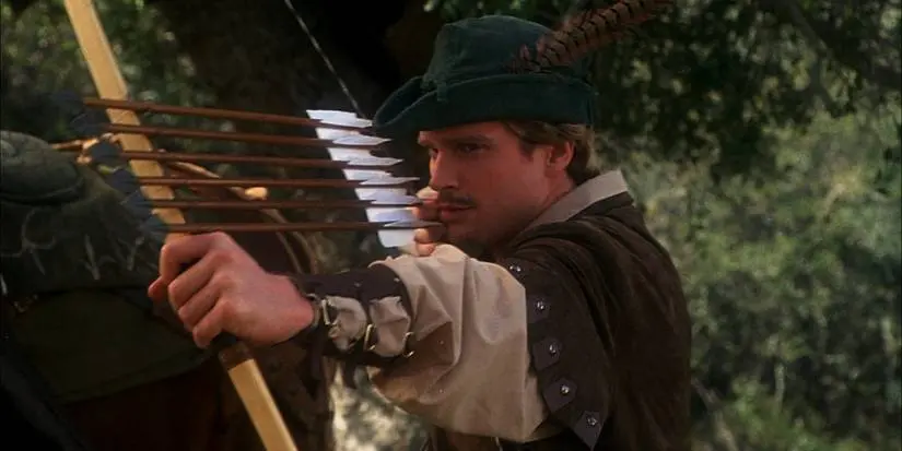 Cary Elwes shotting multiple arrows in Robin Hood: Men In Tights