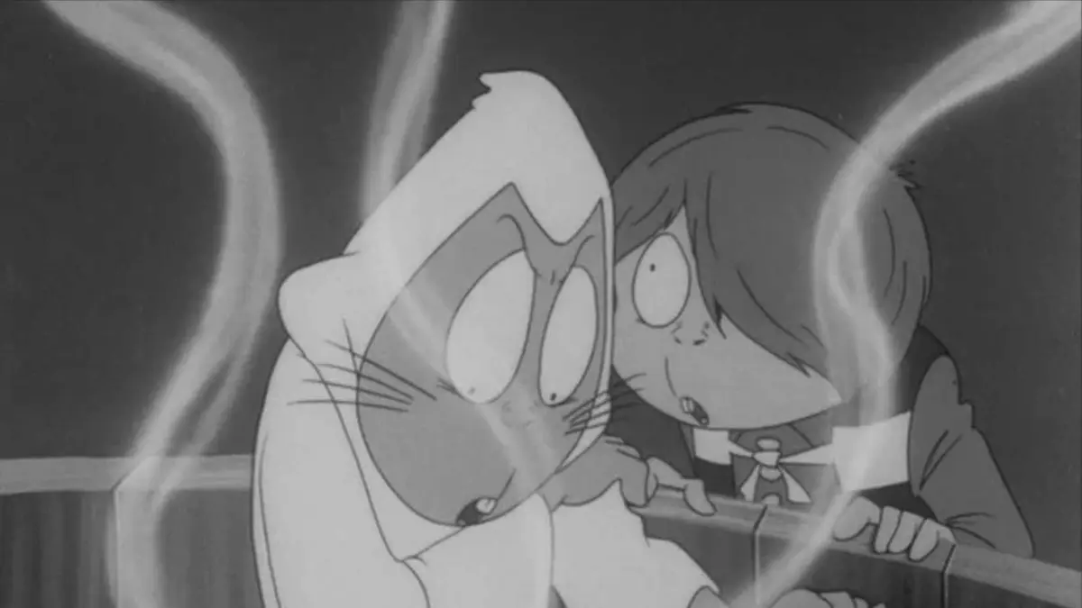 Kitaro with Rat Man in a bath in GeGeGe no Kitaro (1968).