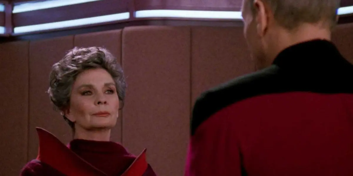 Picard confronting Admiral Satie in the Star Trek episode The Drumhead