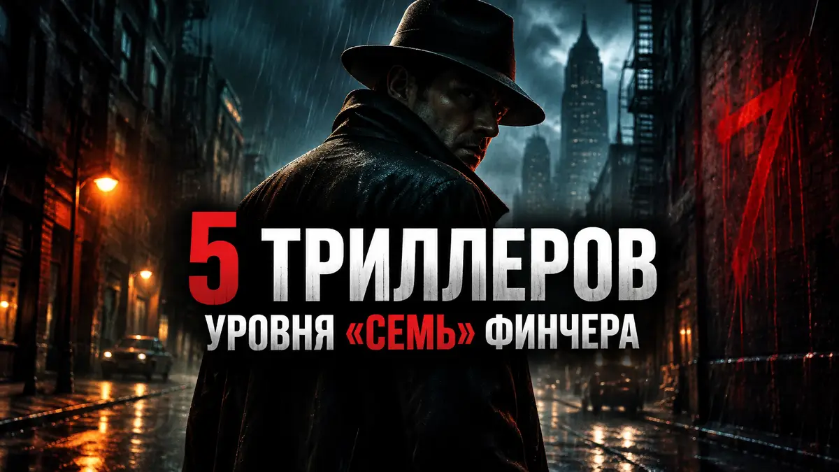 Постер в стиле неонуар: детектив в плаще под дождём в мрачном городе, атмосфера триллеров уровня «Семь»