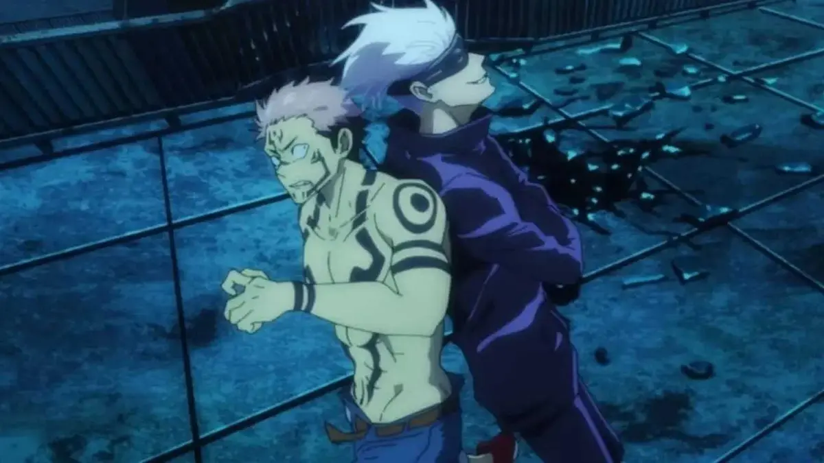 Gojo smirks while fighting Sukuna in Jujutsu Kaisen