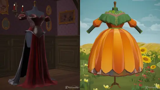 halloween games feature - two themed dresses made in Dressmaker