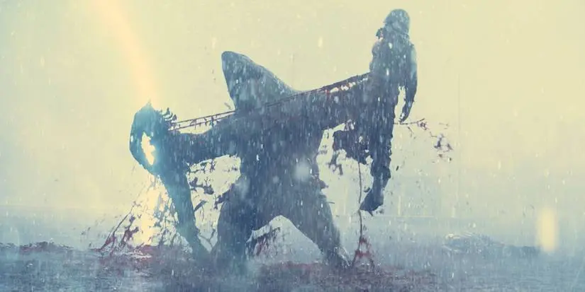 King Shark Rips A Soldier In Two