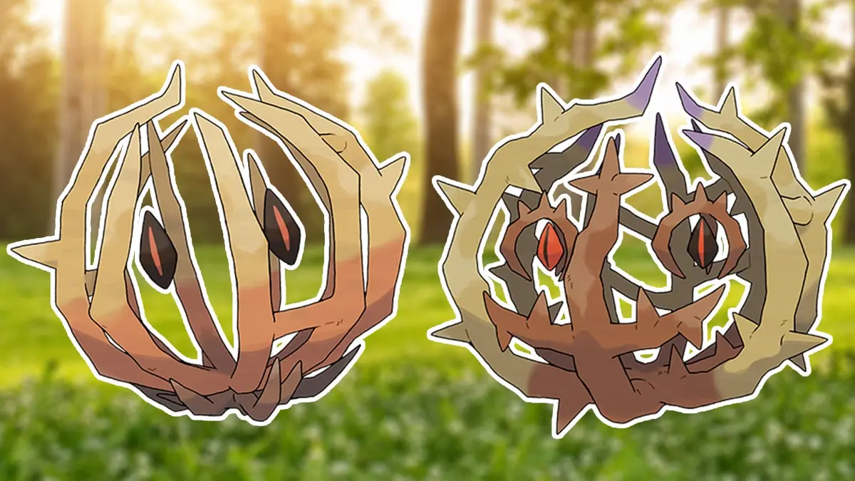 Bramblin and Brambleghast on a Pokémon Go background.