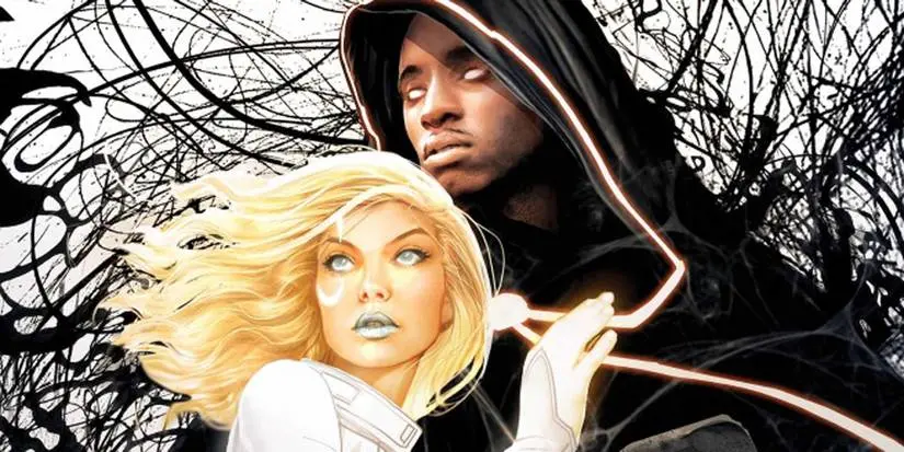cloak and dagger hugging with Darkforce energy behind them