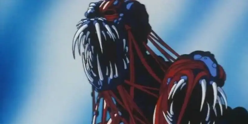 A toothy monster rises up from the dust in Wicked City.
