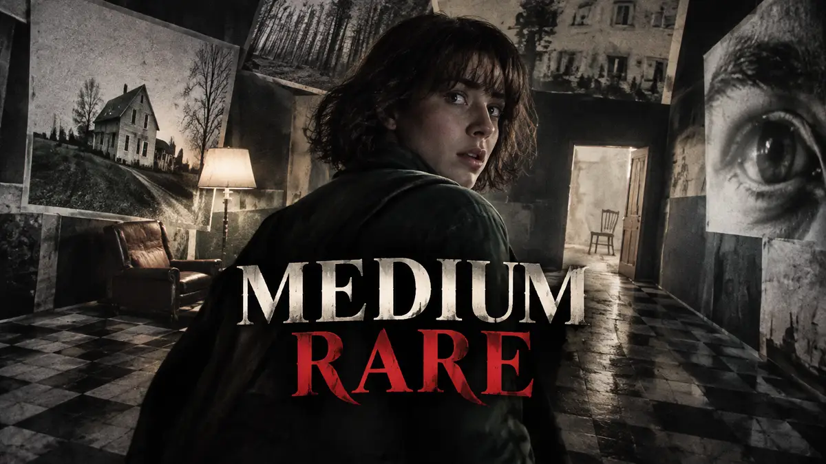 Мрачный постер инди-хоррора Medium Rare с необычным визуальным стилем окружения
