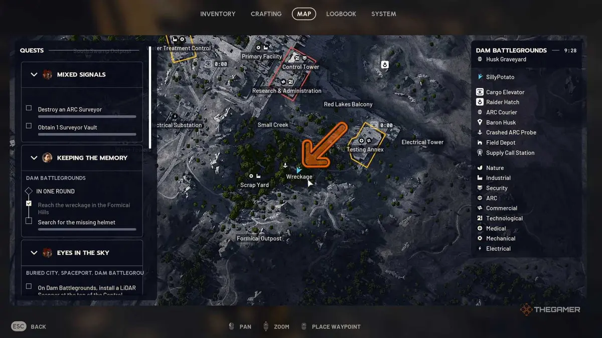 Arc Raiders missing helmet location in wreckage.