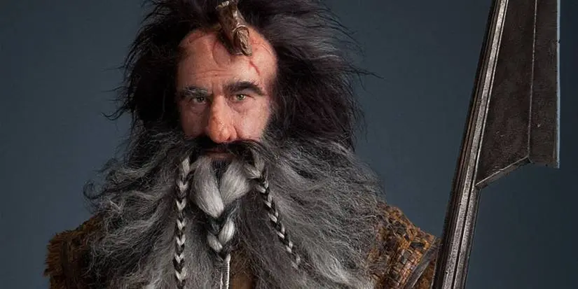 Bifur stands with his weapon in The Hobbit