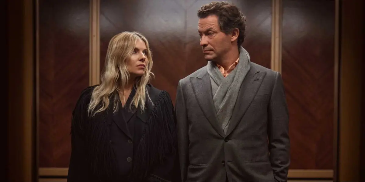Sienna Miller as Carla Duval and Dominic West as Morgan Henderson in War