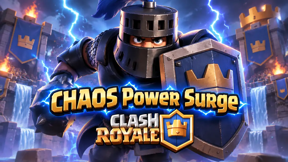 Темный принц Dark Prince со щитом на фоне арены с молниями в стиле Clash Royale