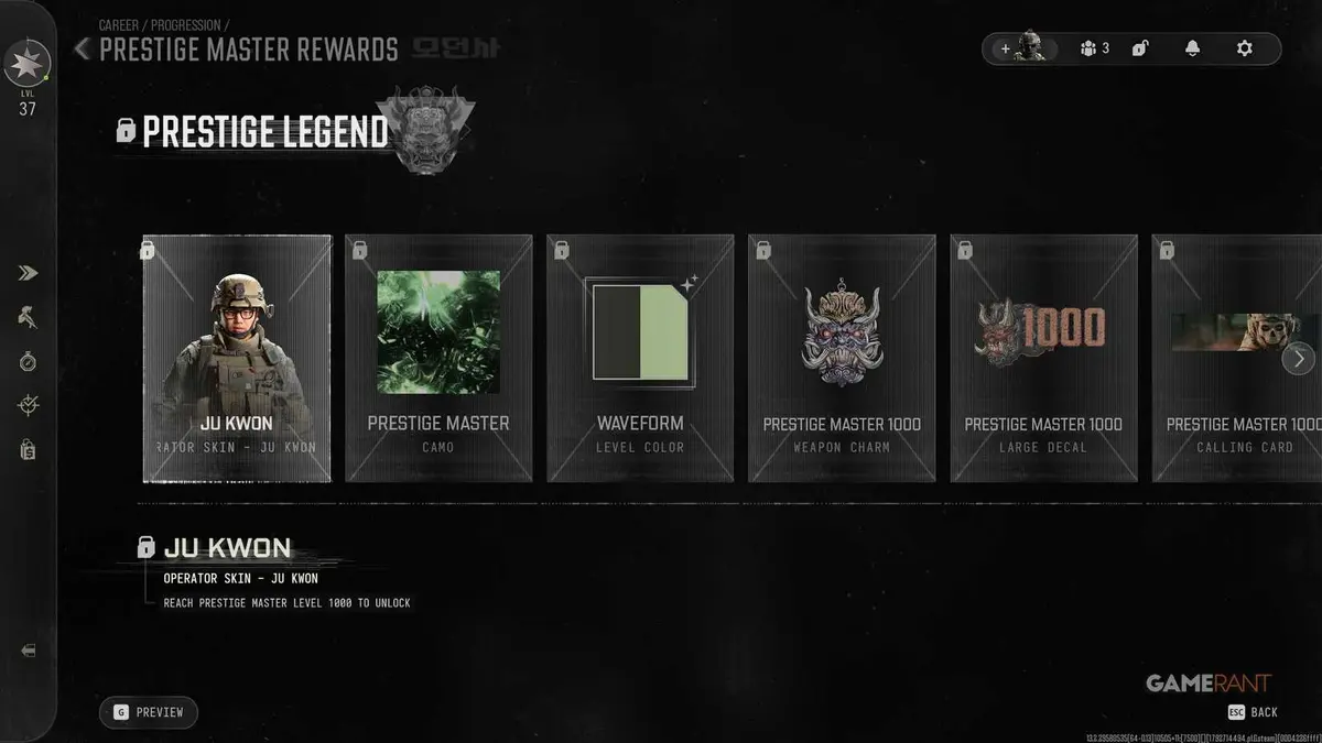 All Prestige Master Rewards in MW4