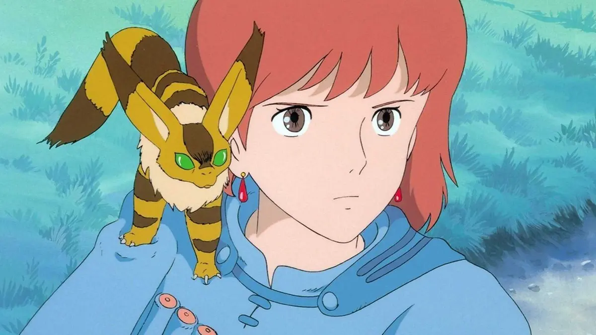 Nausicaä with Teto on her shoulder in Nausicaä of the Valley of the Wind