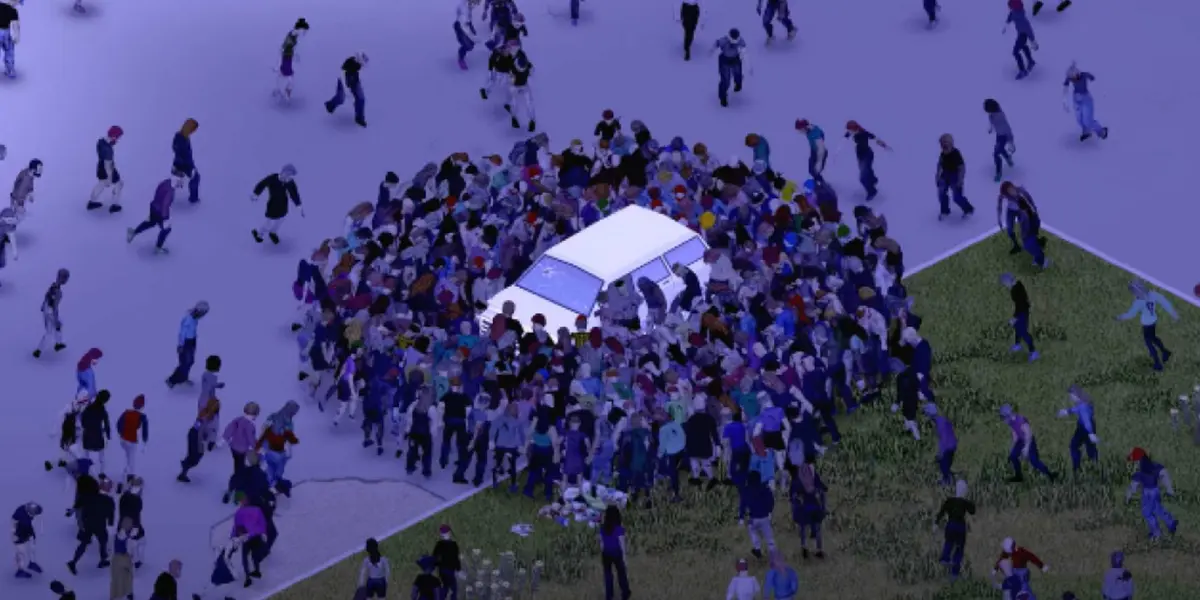 Project Zomboid - Car surrounded by zombies