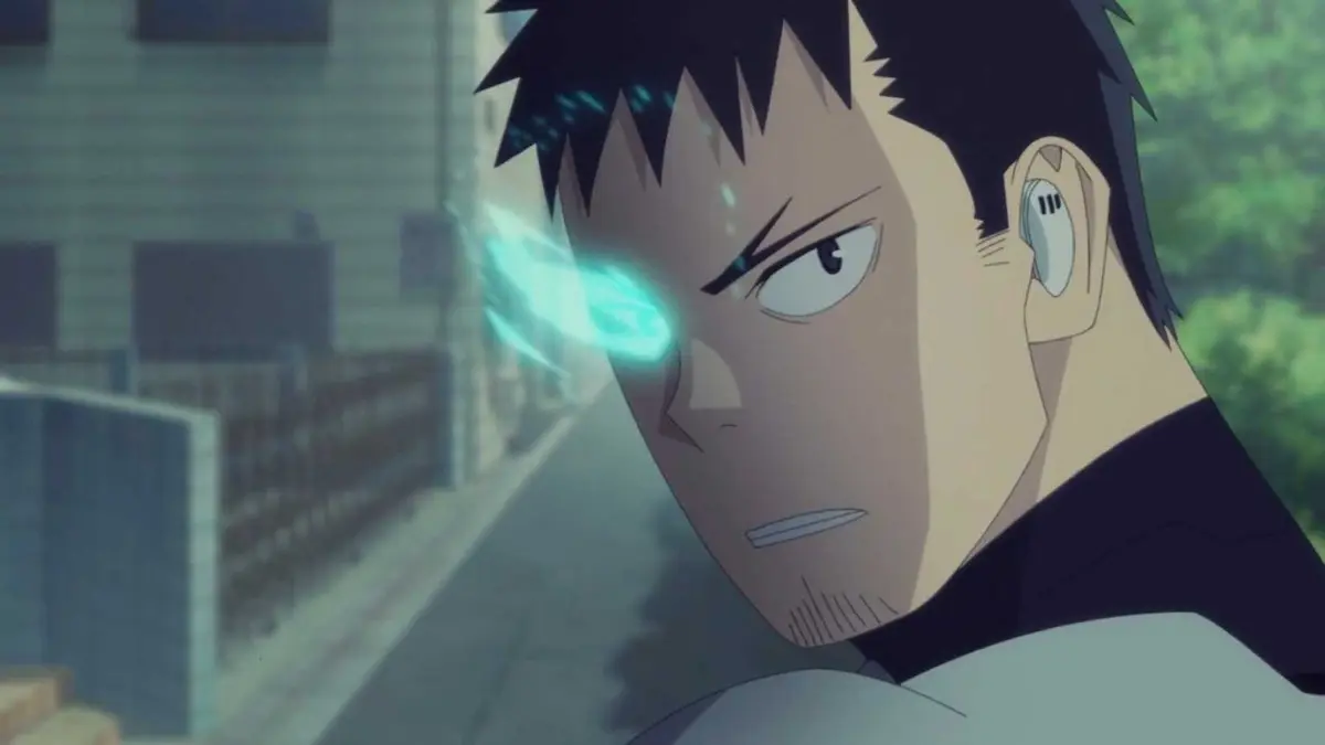 Hibino Kafka with a glowing blue eyes in Kaiju No. 8 Season 2.