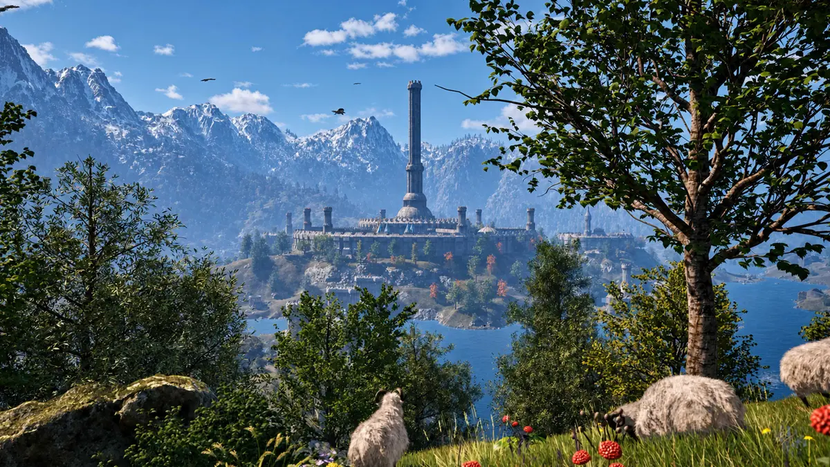 The Imperial City in the distance in The Elder Scrolls 4 Oblivion Remastered