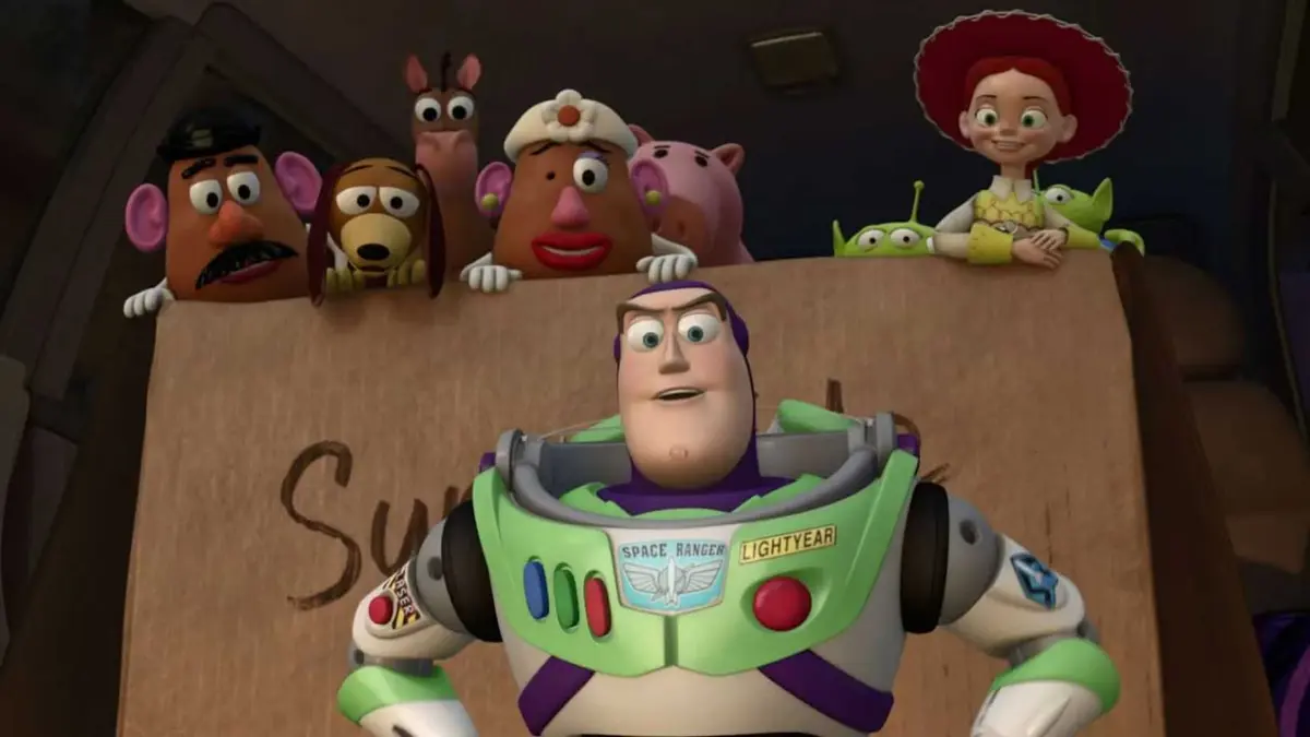 Buzz and the other toys in Toy Story 3