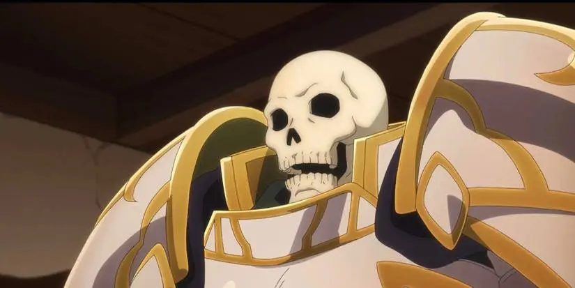 Arc, dressed in full armor, looks shocked in Skeleton Knight In Another World.