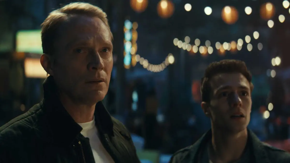 Paul Bettany and Ruaridh Mollica as Vision and Thomas Shephard_Tommy Maximoff in VisionQuest