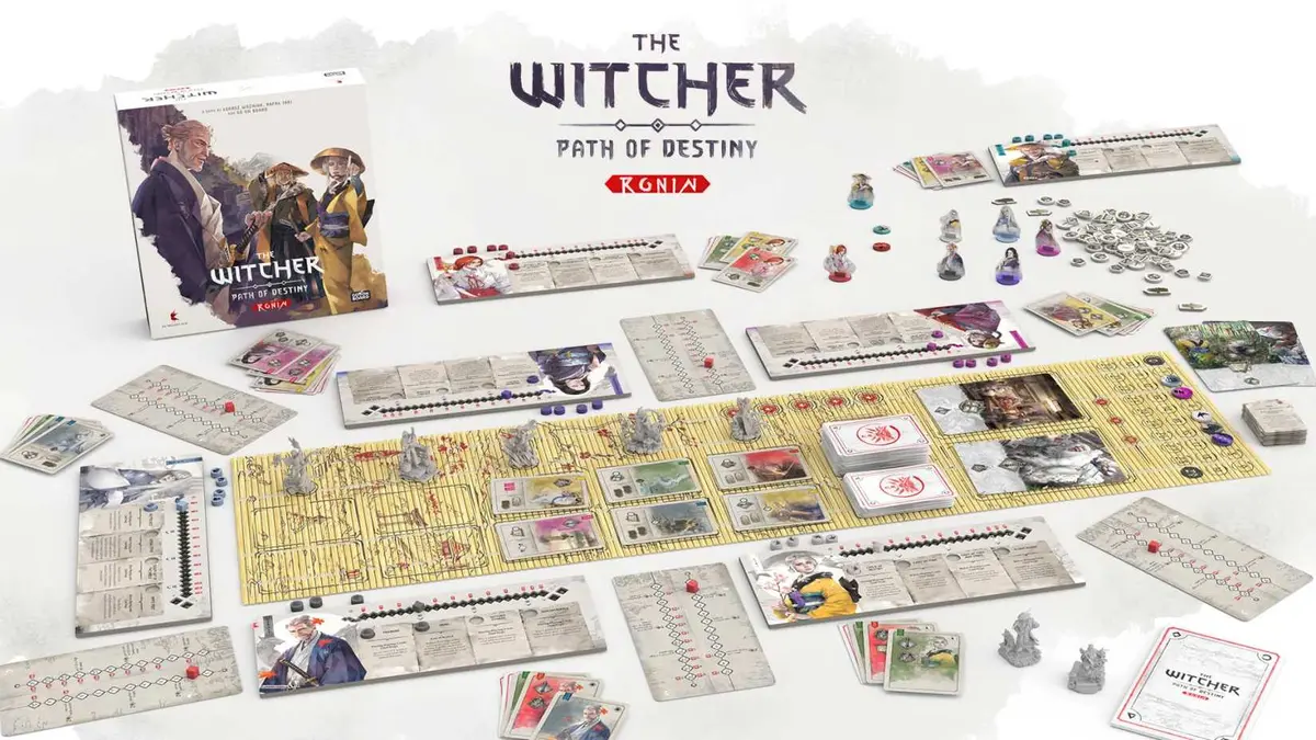 Image shows the components of the Witcher: Path of Destiny - Ronin