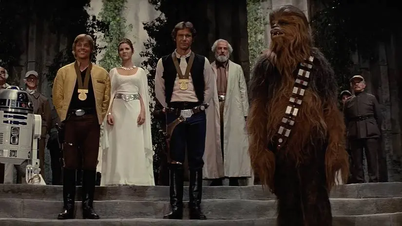 The medal ceremony in Star Wars: Episode IV - A New Hope