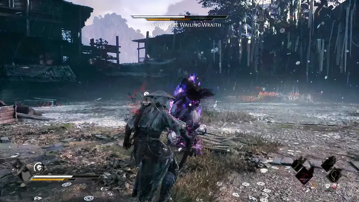 Soul from Phantom Blade Zero is fighting against the Wailing Wraith.